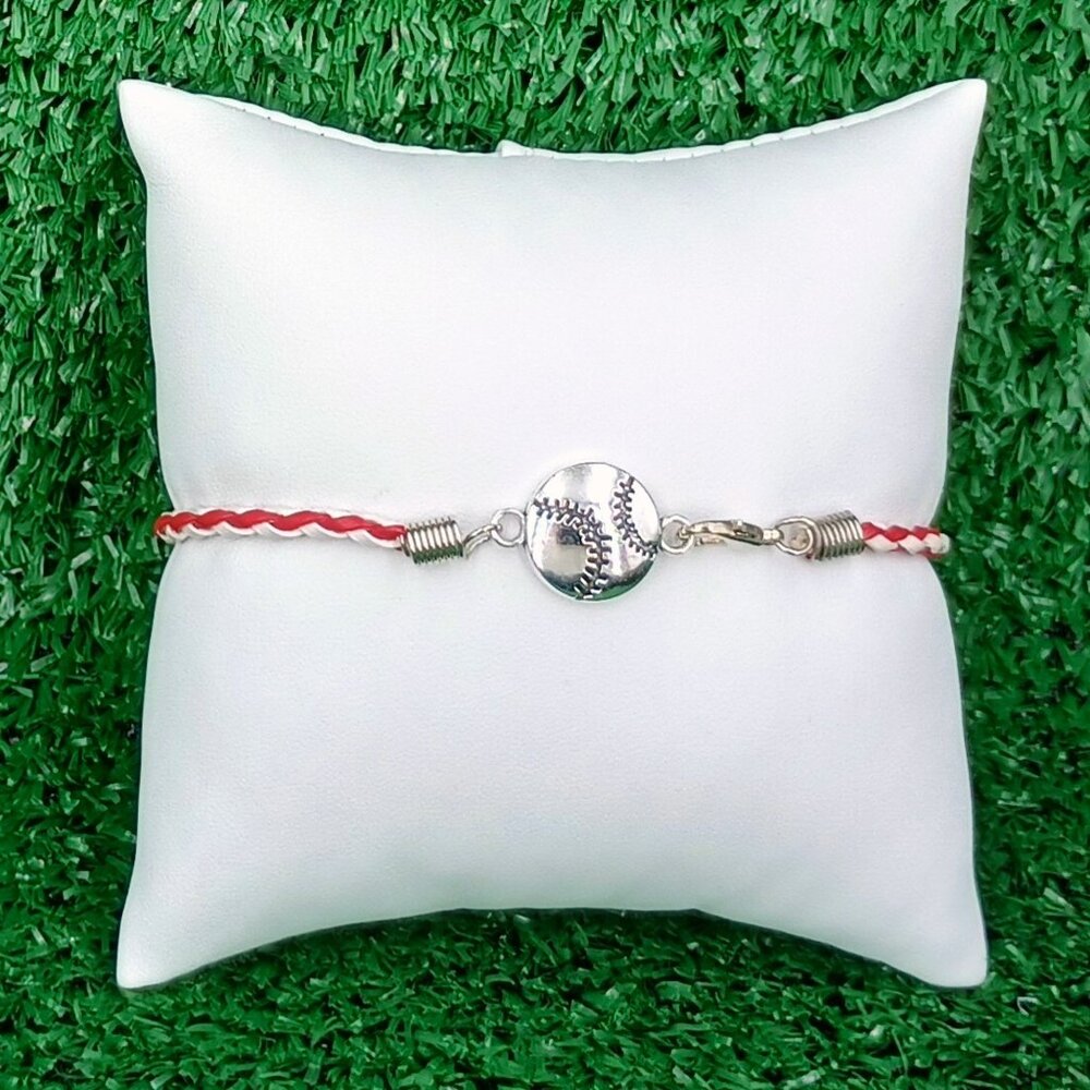 Bracelet Anklet Baseball Softball Braided Vegan Leather Team Sports 6, 7, 8, 9"